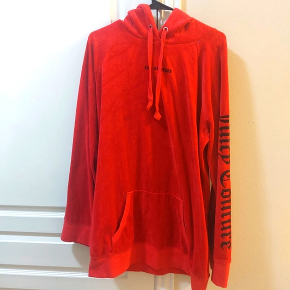 Juicy Couture Oversized Red Hoodie Sweatshirt Size Large - Picture 2 of 16